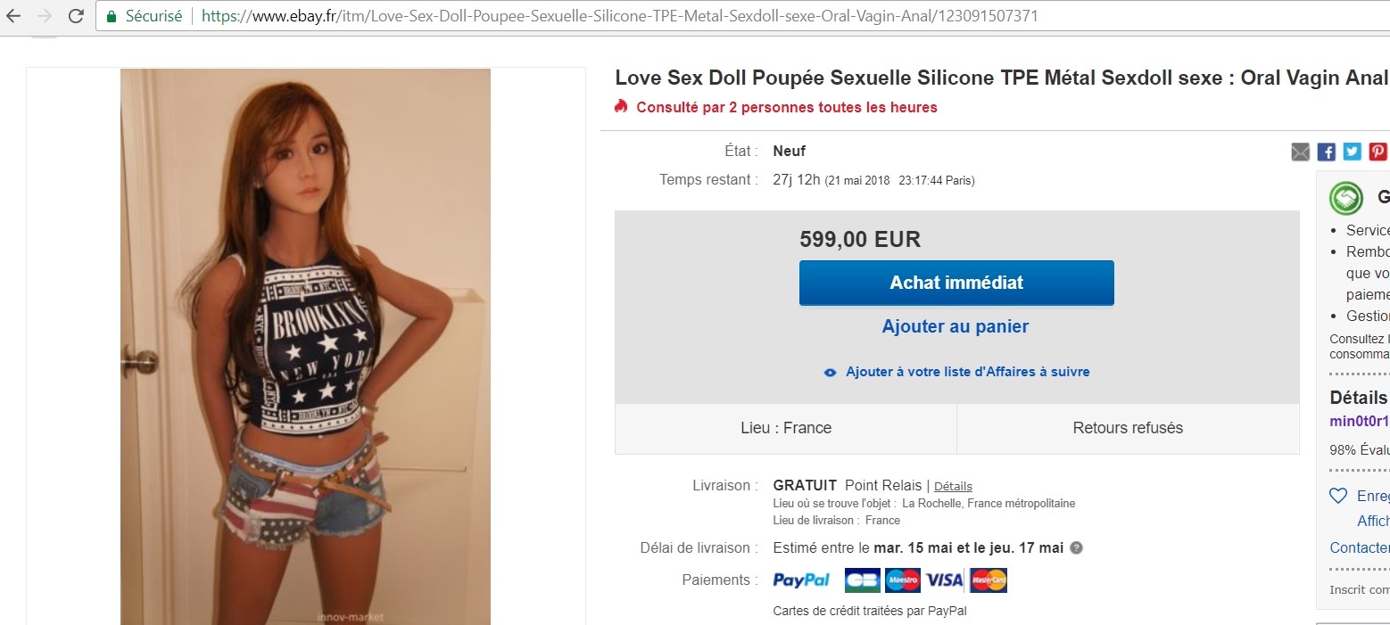 Arnaque poupee sexuelle Ebay